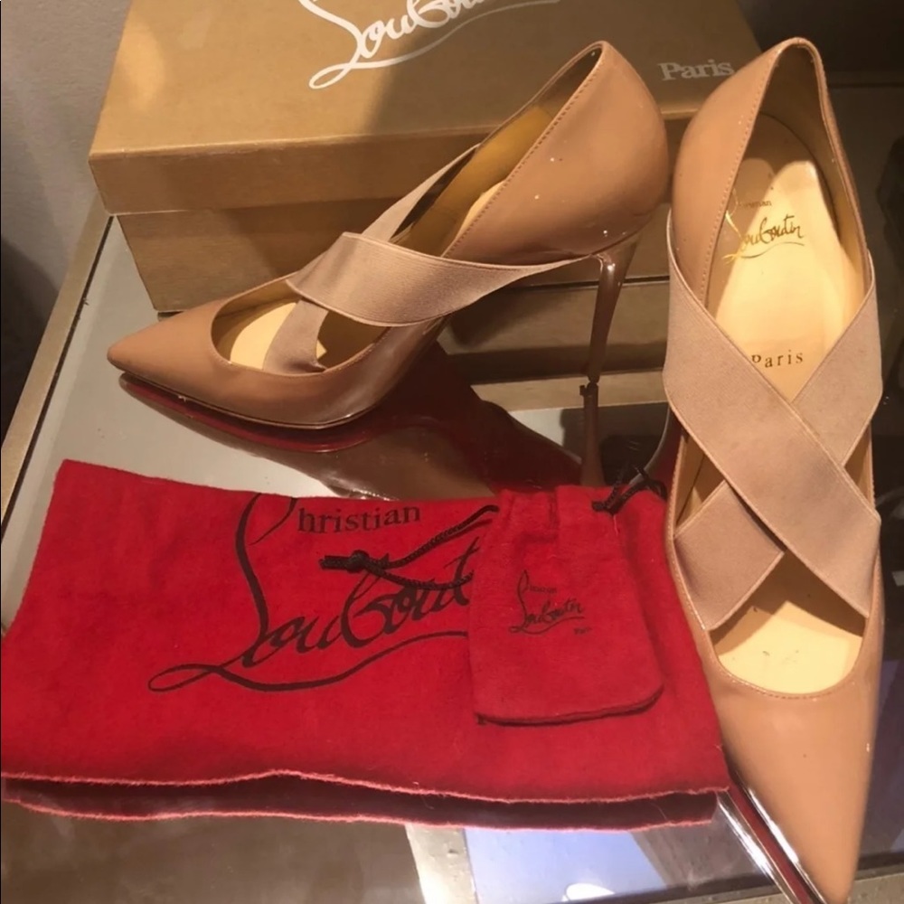 Christian Louboutin Patent Leather Nude Stilettos